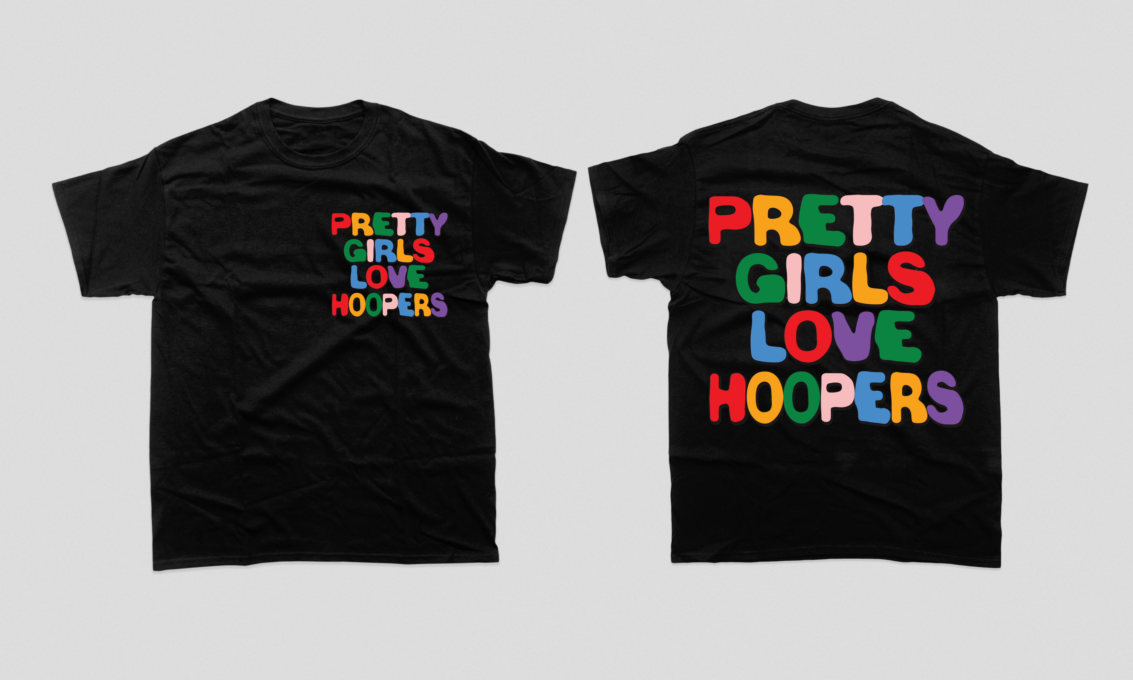 PRETTY GIRLS LOVE HOOPERS SHIRT ( BLACK X MULTI COLOR)