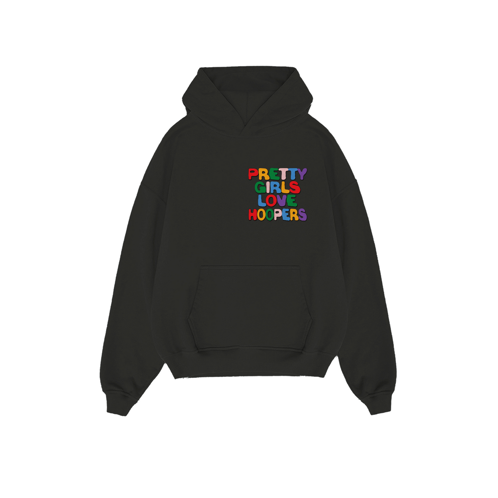 PRETTY GIRLS LOVE HOOPERS Hoodie ( BLACK X MULTI COLOR)