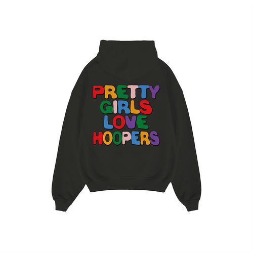 PRETTY GIRLS LOVE HOOPERS Hoodie ( BLACK X MULTI COLOR)